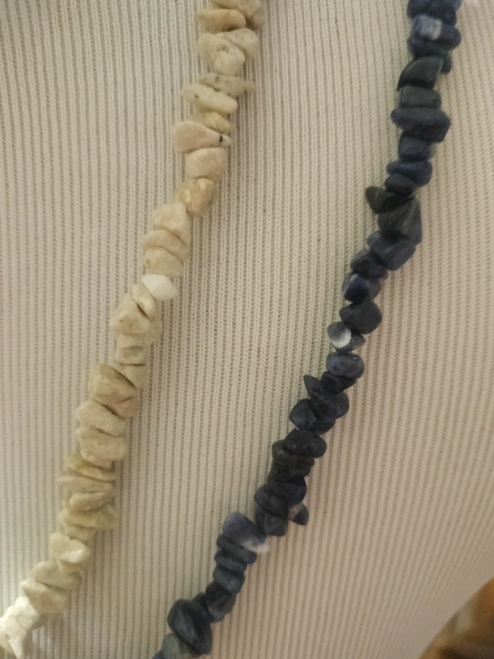 Navy Blue and Ivory/Cream color Beaded- Boho-VTG-separate Necklaces